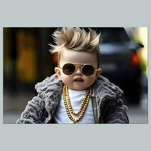 #0180-SM Baby With Chain 4x6 Glossy Photo - Fast-Secure Shipping